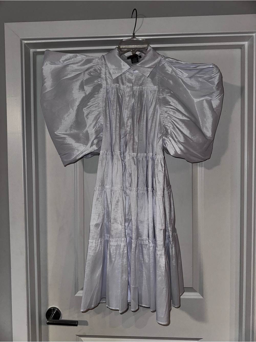 White Puff Sleeve Tiered Dress- XL